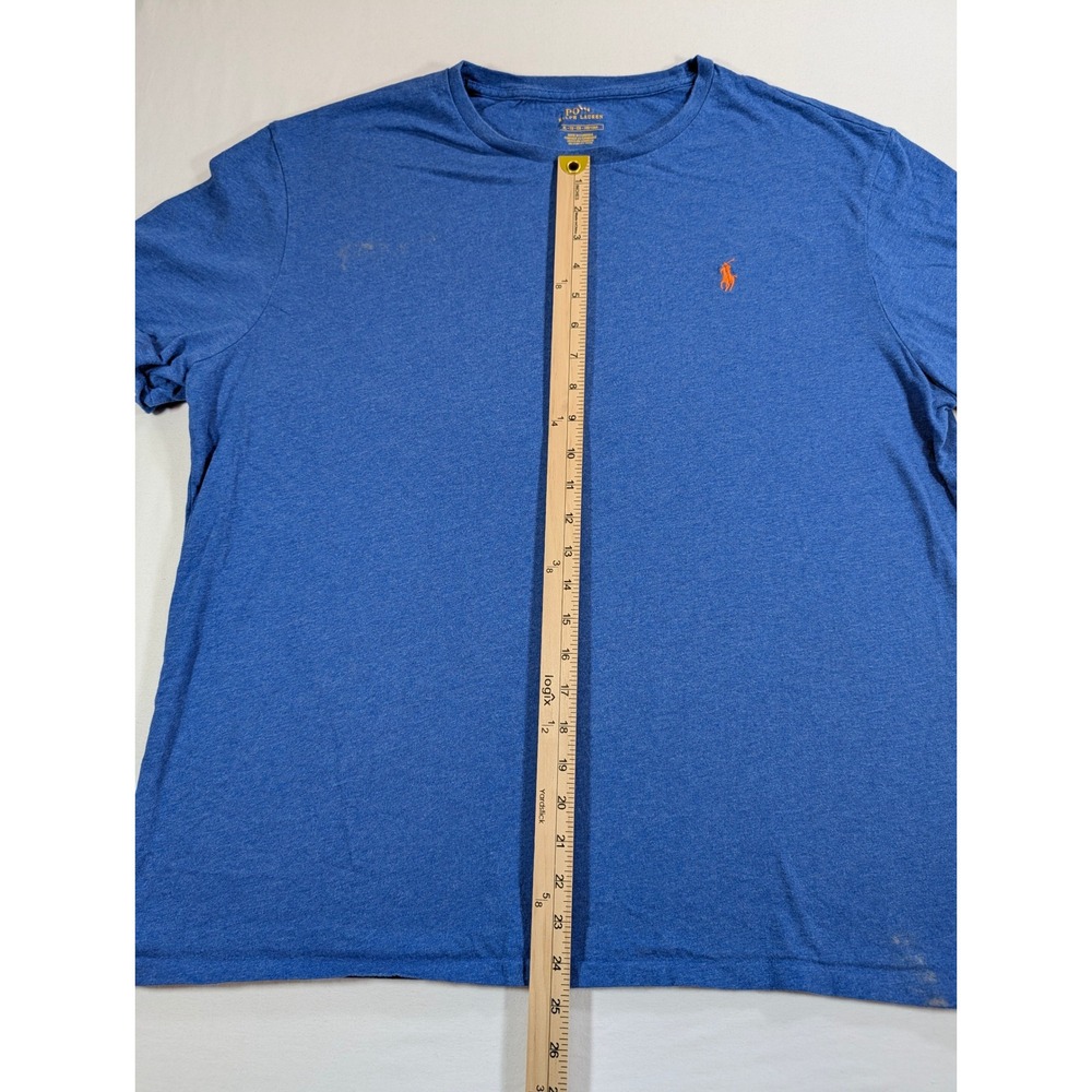 Polo Ralph Lauren Mens XL Blue Heather Short Sleeve Pony Logo T-Shirt Stained - Picture 3 of 8